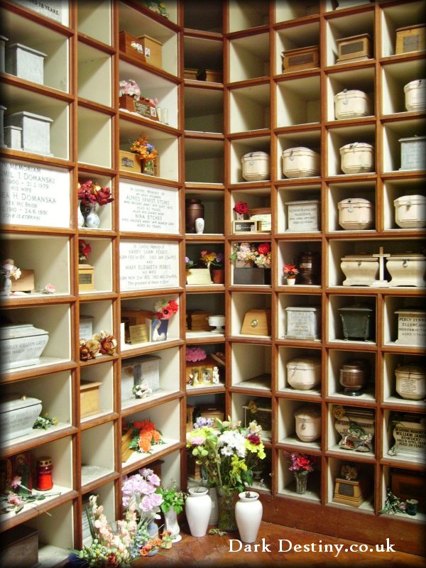 Cremation Urns in a Columbarium