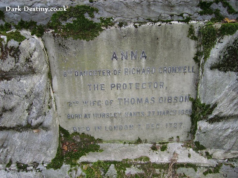 Anna Gibson D-1726 grandaughter of Oliver Cromwell